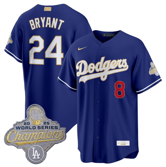 Men's Royal Los Angeles Dodgers #24 Kobe Bryant 2026 Alternate Gold Collection Stadium Stitched Baseball Jersey